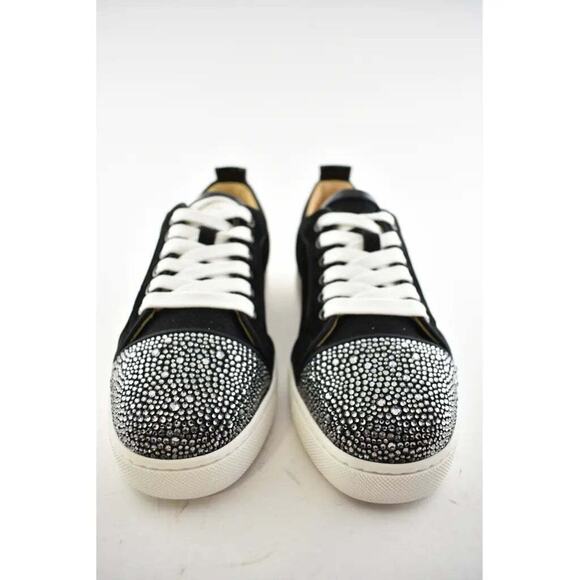 Christian Louboutin Louis Junior P Strass Donna Flat Black Low Top Sneaker 37 - Picture 6 of 12